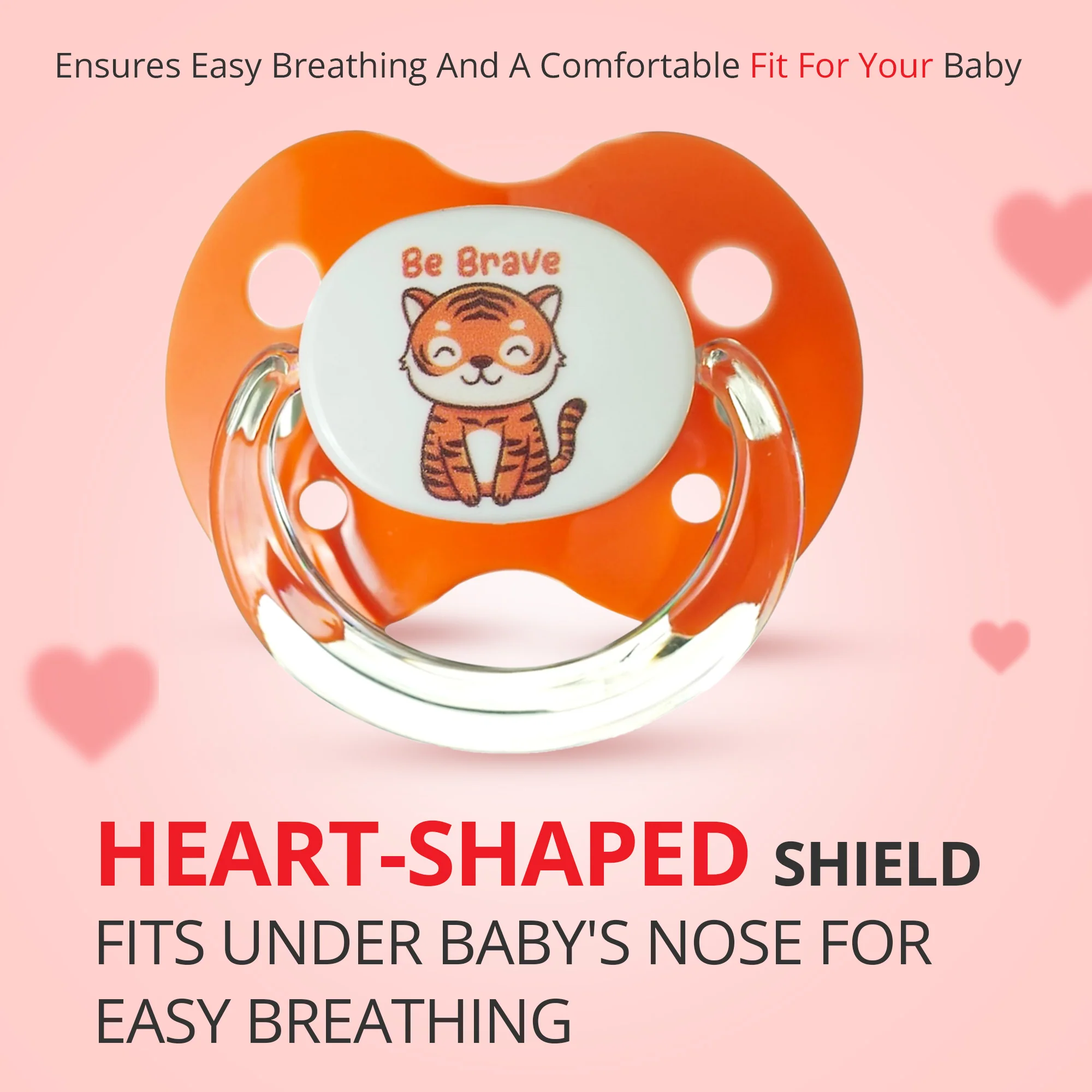 Binky® Orthodontic Pacifier With Snap On Cover - Wild and Cuddly Series  - Elephant and Tiger - Image 4