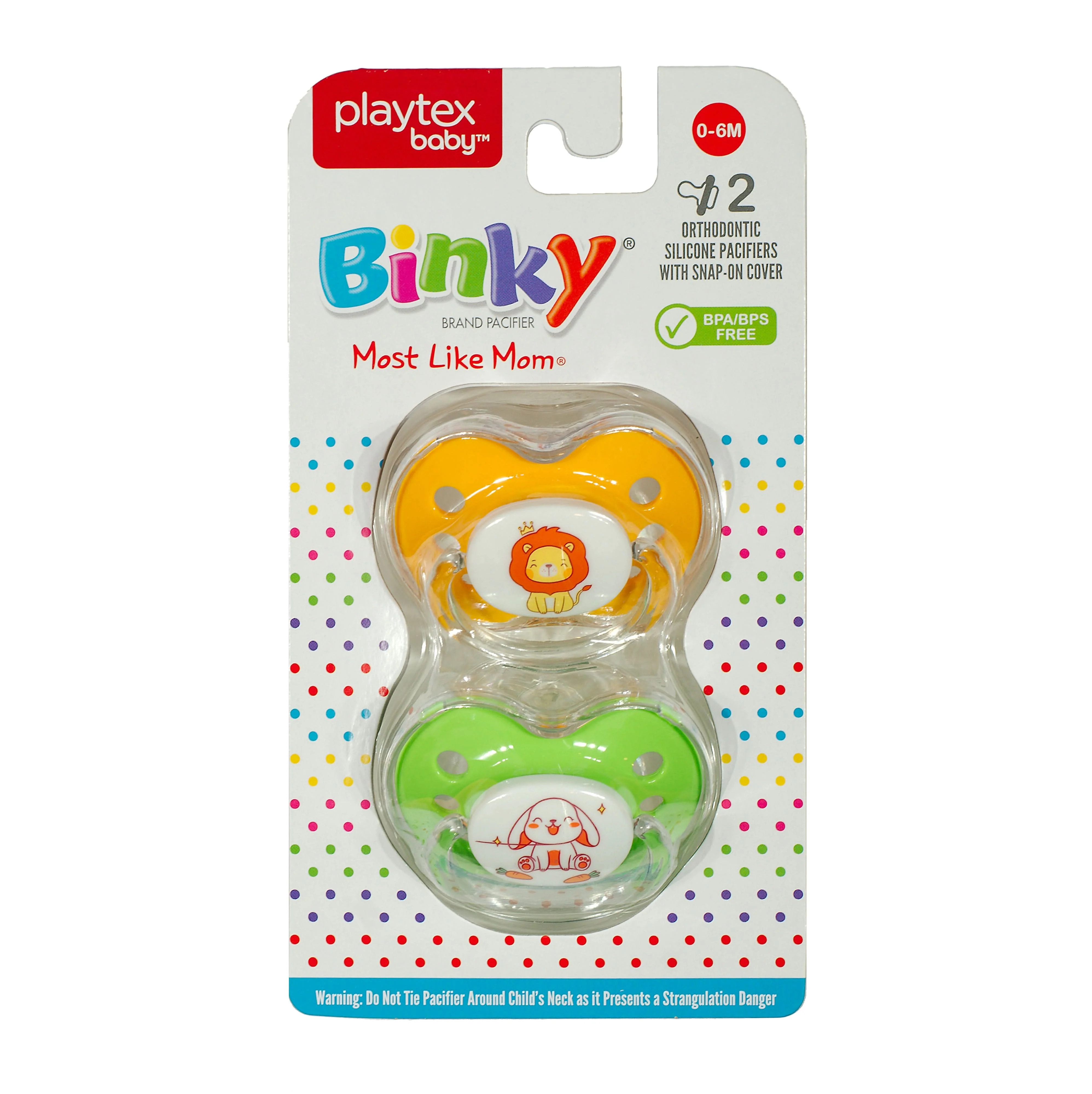 Binky Orthodontic Pacifier Set with Snap On Cover - Wild and Cuddly Series  - Rabbit and Lion - Image 10