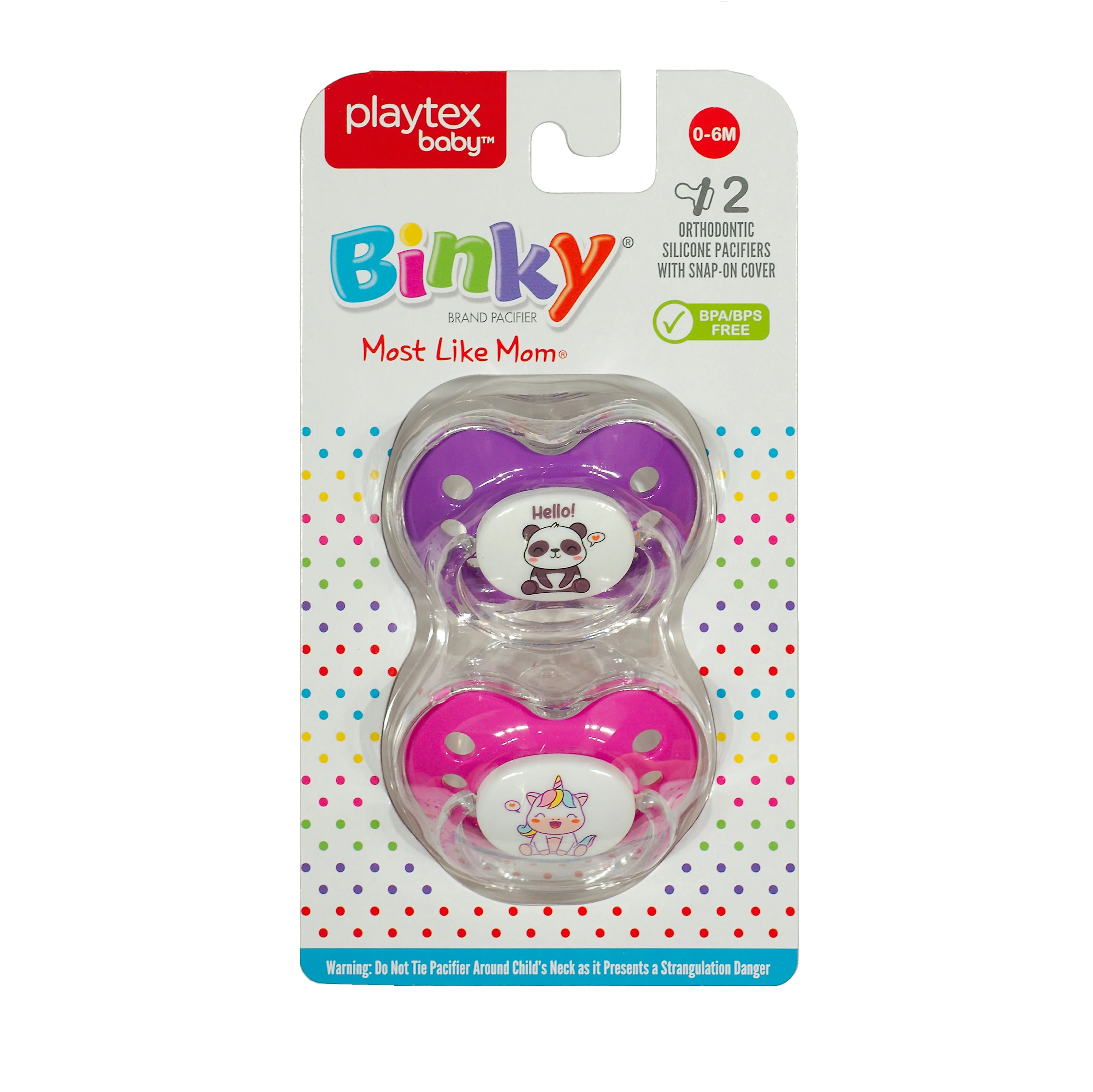 Binky Orthodontic Pacifier With Snap On Cover - Wild and Cuddly Series  - Unicorn & Panda - Image 9