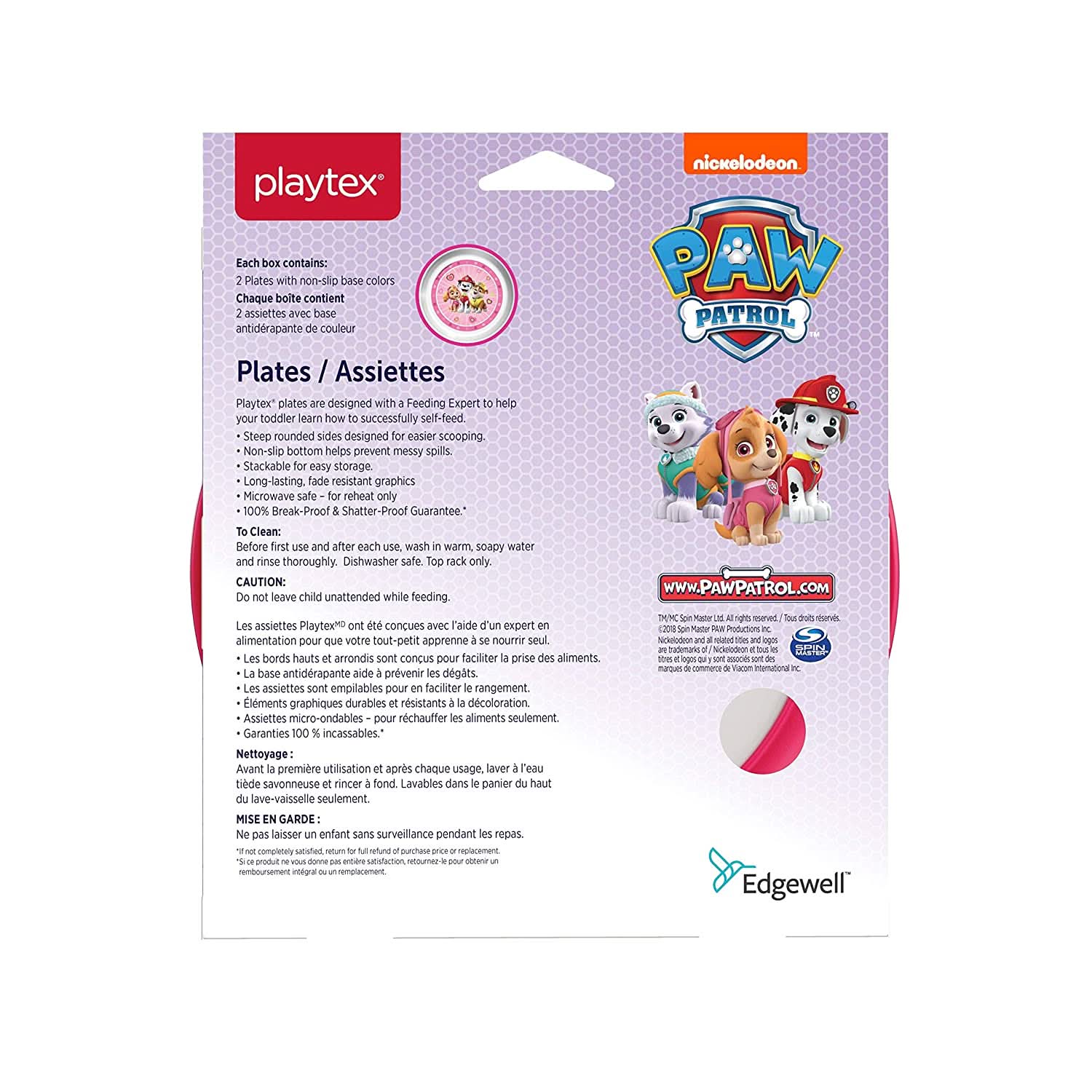 Playtex® Paw Patrol™ Never Fade, Never Peel 2 Pack Plates - PINK - Image 3