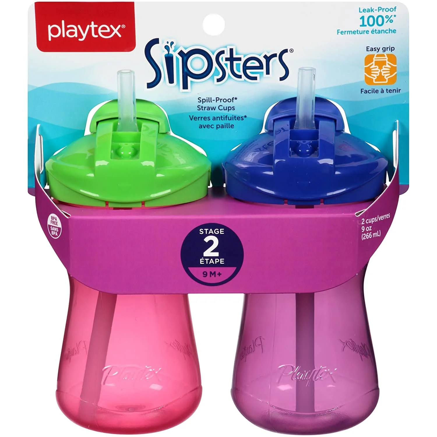 Playtex® Stage 2 Straw Cup  - 2 Pack - Green and Blue - Image 8