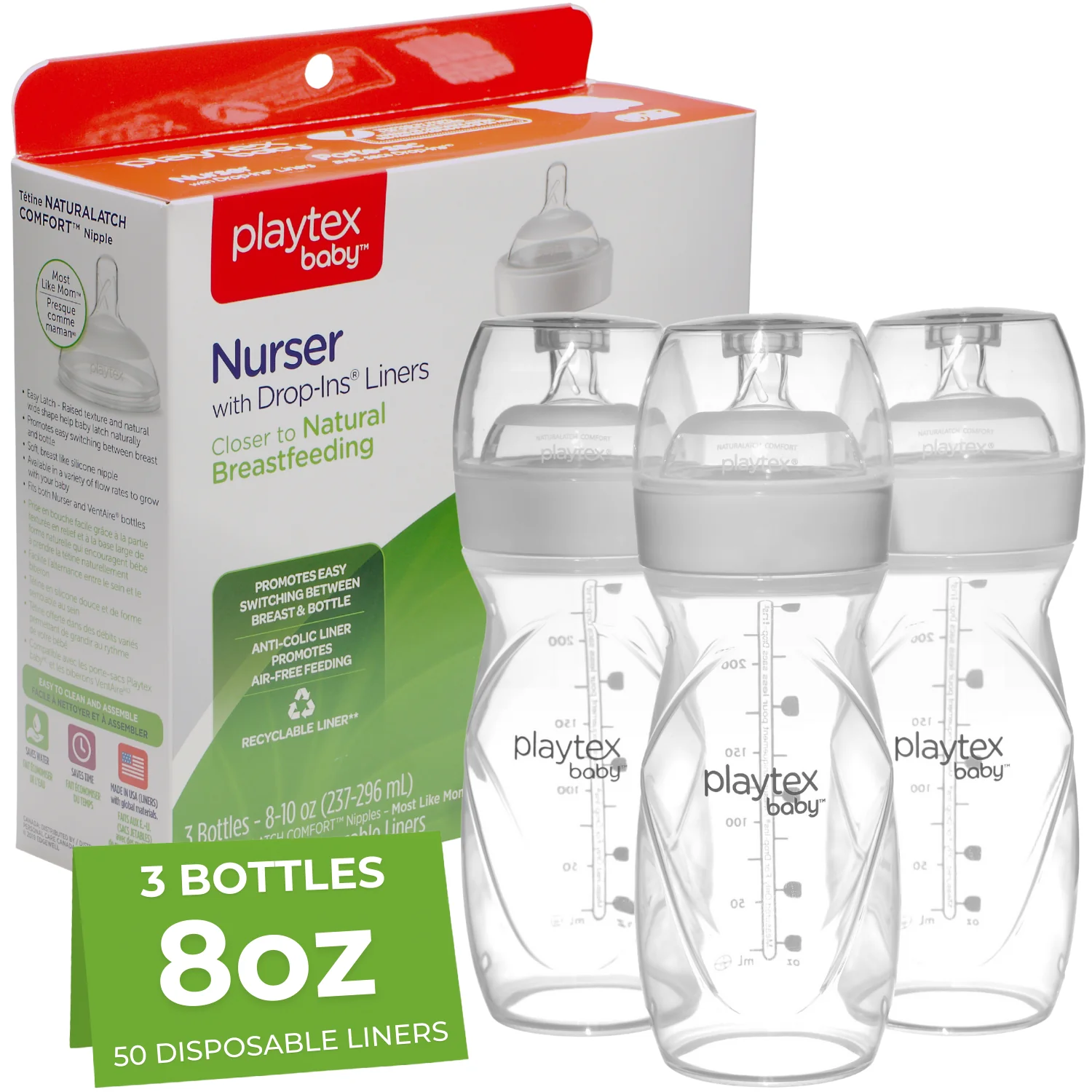 Playtex Baby™ Anti-Colic Nurser Bottles with Drop-Ins® Liners – 3 Pack - Image 15